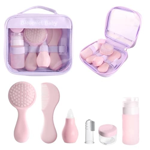 Baby Care Set, Baby Grooming Kit,6-Piece Newborn Grooming Set with Baby Comb and Brush Set,Baby Hair Brush, Baby Comb, Travel Bottles (60ml/20ml),Newborn Care Set