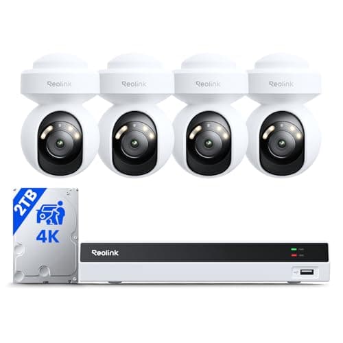 355°Pan 50°Tilt + Auto-Tracking Reolink 4K Security Camera System with 4K PoE Cameras Home Surveillance Wired Outdoor, Smart AI Detection, Spotlights & 2-Way Talk, 8CH NVR 2TB HDD, RLK8-800PT4