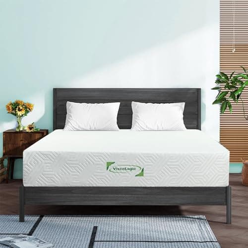 ViscoLogic Made in Canada 10 Inch Queen Mattress, Cool Gel Infused Foam, Medium Firm Support & Pressure Relief for Adults, Mattress in a Box, CertiPUR-US®, Queen Size
