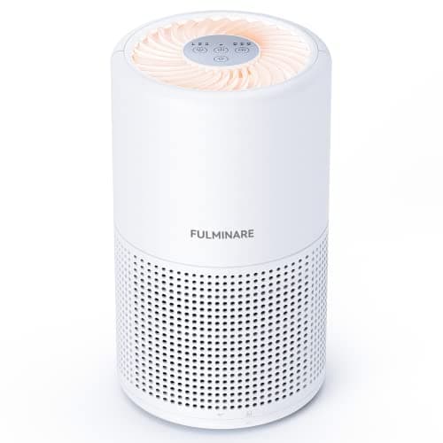 FULMINARE Air Purifiers for Bedroom Home H13 True HEPA Filter, 3 Speeds, Timer, 24dB, Portable Small Air Purifier with Night Light, White