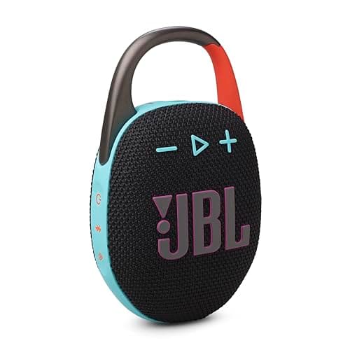 JBL Clip 5 - Ultra-Portable, Waterproof & Dustproof Bluetooth Speaker, Big Pro Sound with Punchy bass, Integrated Carabiner, Up to 12 Hours of Play, Recycled Materials (Black & Orange)