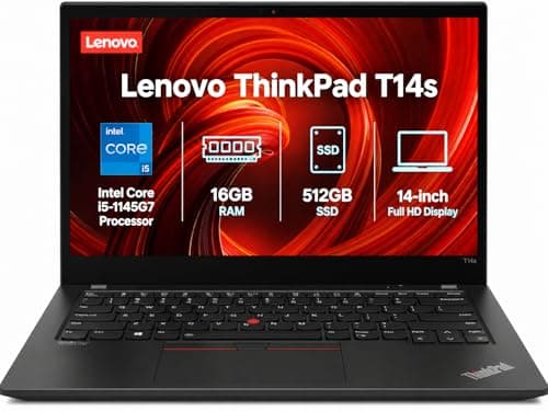 Lenovo ThinkPad T14s Gen 2 | 14-Inch FHD Laptop | Intel Core i5-1145G7 | 16GB DDR4 RAM | 256GB SSD | Fingerprint Reader, Windows 11 (Renewed)