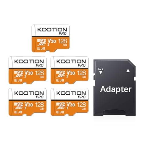 KOOTION 5Pack 128GB Micro SD Card Micro SDXC UHS-I High Speed Up to 90MB/s TF Card 128GB Card Memory U3,A1,V30
