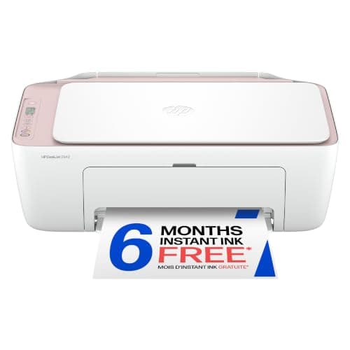 HP Deskjet 2942 Pale Rose Wireless All-in-One Color Inkjet Printer, Scanner, Copier, Best-for-Home, 3 Month Instant Ink Trial Included- AI Enabled (A24HHA)