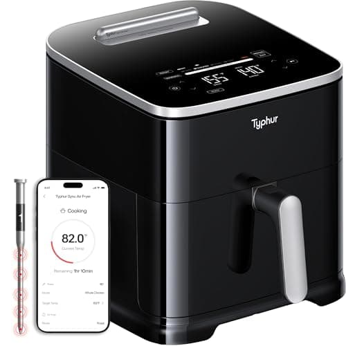 Typhur Sync 8QT Air Fryer with Built-in Wireless Thermometer, 9-in-1 Smart Airfryer with PFAS free Ceramic Nonstick Basket for Quick Easy Meals, Cooks 6lb Whole Chicken, Dishwasher Safe Parts