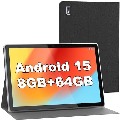 BYYBUO Tablet,10.1 inch Android 15 Tablet,8GB RAM+64GB ROM Quad-Core Processor 5000mAh Battery, 1280x800 IPS FHD Touchscreen 5MP+8MP Camera, Bluetooth,WiFi,Metal Body