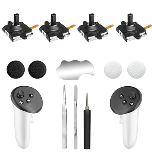 Joystick Replacement Kit for Meta Quest 3 Controller w/Thumbgrip Caps