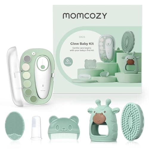 Momcozy Glow Baby Kit (Adult Operation), Baby Essential Gift Set for Cleansing and Grooming, Include Electric Nail File, Teether, Bath Brushes, Toothbrush