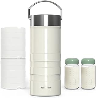 22oz Breast Milk Cooler for Work and Travel, 24 Hours All-Day Cooling, Large Capacity Portable Breastmilk Chiller with 2pcs Breastmilk Storage Bottle, Baby Feeding Essentials