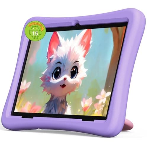 2026 Upgraded Kids Tablet, 10 Inch Android 15 Tablet for Kids with EVA Shockproof, 8-Core, 12(4+8) GB RAM 64GB Storage, Kids Space, Parental Control, WiFi, BT, Plimpton Kids20 (Purple)