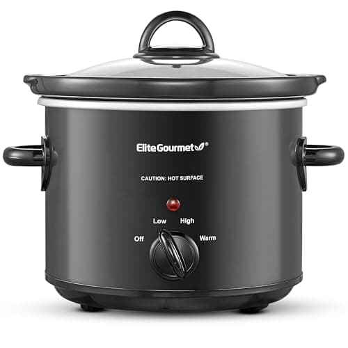 Elite Gourmet MST-350B Dishwasher-Safe Glass Lid & Ceramic Pot Electric Slow Cooker, AdjCatable Temp, Entrees, Sauces, Stews and Dips, 3 qt Capacity, Black