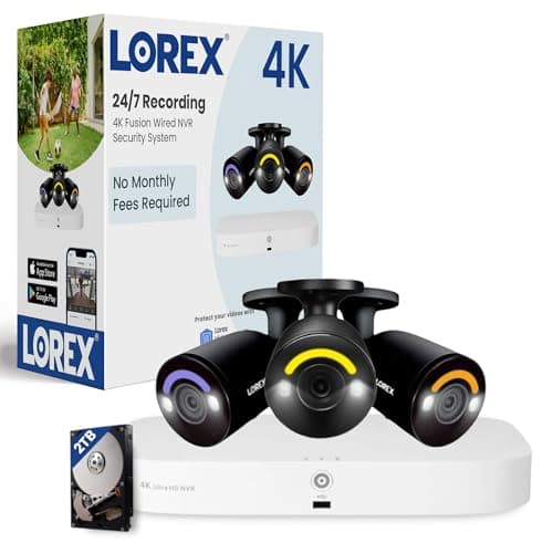 Lorex 4K Fusion Security System | 16-Channel NVR (8 Wired + 8 Wi-Fi) | 2TB HDD | 3 Black Bullet Cameras w/Smart Security Lighting | Color Night Vision | Motion Detection | IP67 | Proudly Canadian