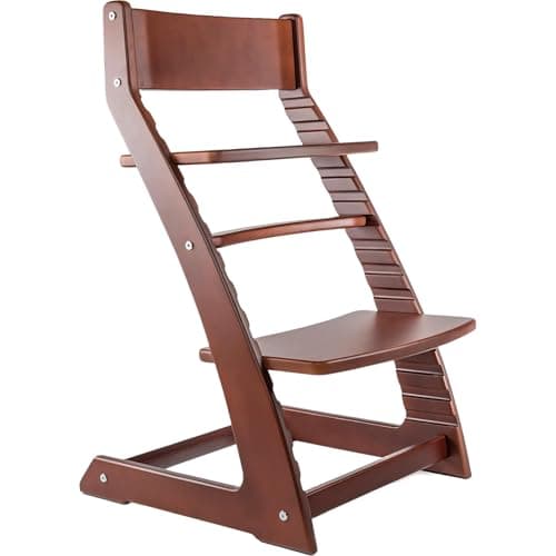 Fornel Wooden High Chair for Babies and Toddlers - Adjustable Montessori High Chair for Independent Eating & Activities, Grows with Child from 3 Years to 200 lbs, Easy-Clean Solid Birchwood - Dark Walnut