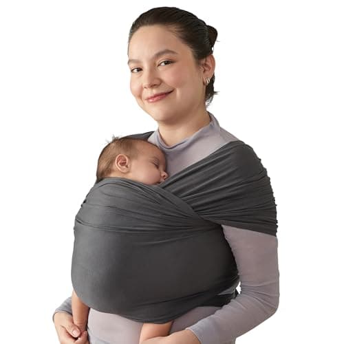 Ergobaby Sustainable Knit Aura Baby Carrier Wrap for Newborn to Toddler (8-25 Pounds), Soft Black