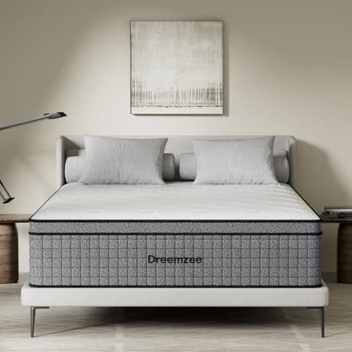 Dreemzee Queen Size 10 Inch Hybrid Mattress Pocket Spring, Cooling Gel Memory Foam Matelas in a Box, Fiberglass-Free, CertiPUR-US & Oeko-Tex Dual Certified, Motion Isolation, 365-Night Trial