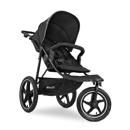 hauck Runner 2 - Robust All Terrain Stroller with XL Pneumatic Air Wheels, UPF 50+, Reclining Backrest from Birth up to 48.5 lbs., Height Adjustable Handle, XL Mesh Window