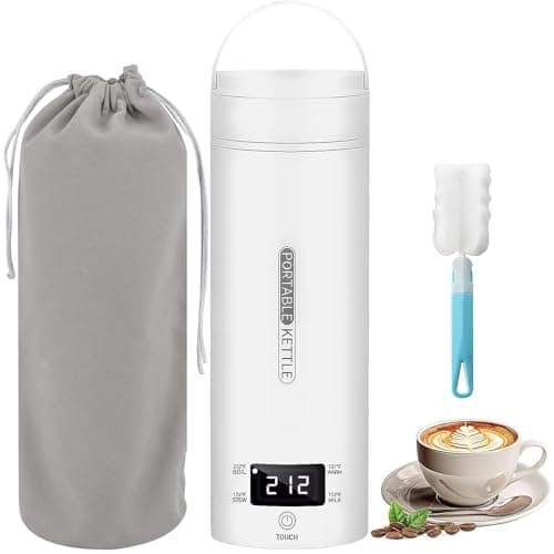 Portable Electric Kettle, Electric Travel Kettle With 4 Smart Tempe Preset, Mini Tea Kettle Leakproof Coffee Kettle with Clean Brush and Auto Shut-Off