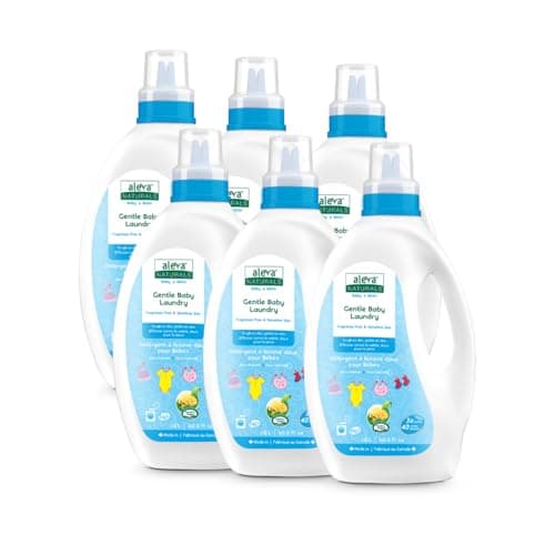 Aleva Naturals Gentle Baby Laundry Detergent, Hypoallergenic All Natural Formula, Soft on Baby's Skin and Tough on Stains, Made in Canada - 6 Pack, 7.2 Litres Total