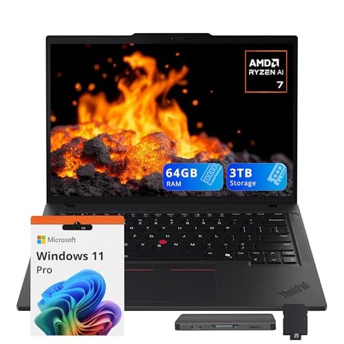 Lenovo ThinkPad T14 Gen 6 14" WUXGA Laptop, AMD Ryzen AI 7 350, 64GB DDR5, 3TB Storage(2TB SSD+1TB Docking Station Set), AMD Radeon 860M Graphics, Backlit Keyboard, Wi-Fi 7, Win 11 Pro, Black