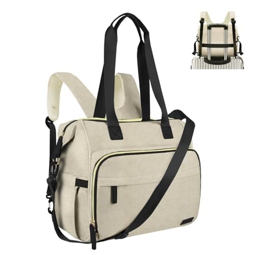 Pripher Diaper Backpack for Mom Dad, Mommy Travel Diaper Tote with Shoulder Strap, Hospital Bag, Weekender Baby Bag for Mom (Beige)
