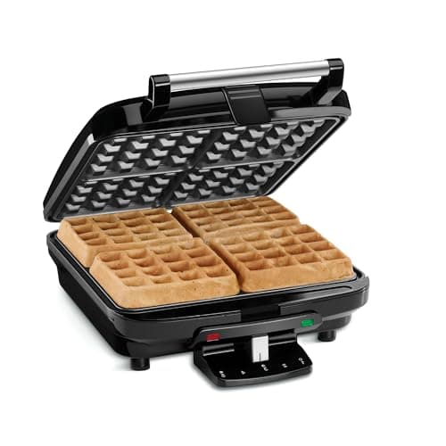 Cuisinart 4-Slice Belgian Waffle Maker, Non-Stick Coated Plates, Silver, Stainless Steel, Countertop Griddle Appliance (WAF-150EC)