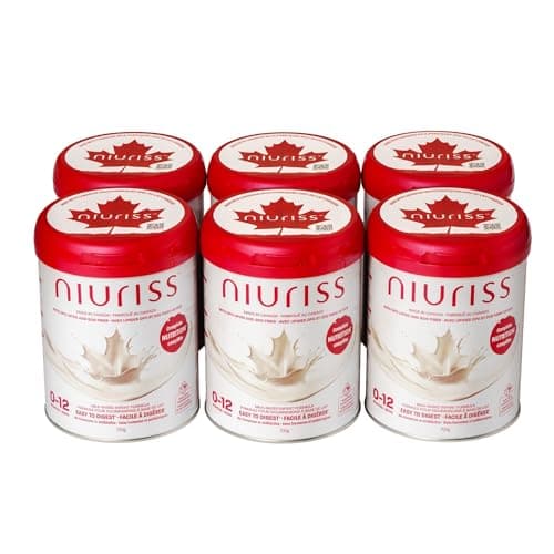 Niuriss Infant Formula - Made in Canada - Complete Nutrition* with OPO Lipids, GOS fiber, and Canadian milk (No Hormones and No Antibiotics) - 0-12 months, 700g (Case of 6)