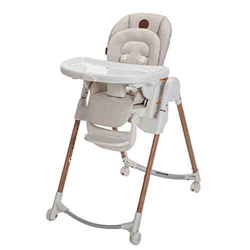Maxi-Cosi Minla 6-in-1 High Chair, convertible, from birth, detachable kitchen booster seat, compact fold, easy to clean, Horizon Sand