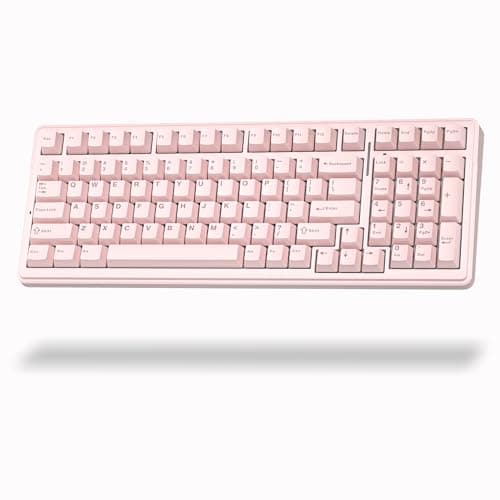 Aula F99 Wireless Silent Mechanical Keyboard, Tri-Mode 2.4GHz/BT5.0/USB-C, Hot Swappable Custom Keyboard, Pre-lubed Linear Switches, Gasket Structure RGB Backlit, Pink Gaming Keyboards for PC/Laptop