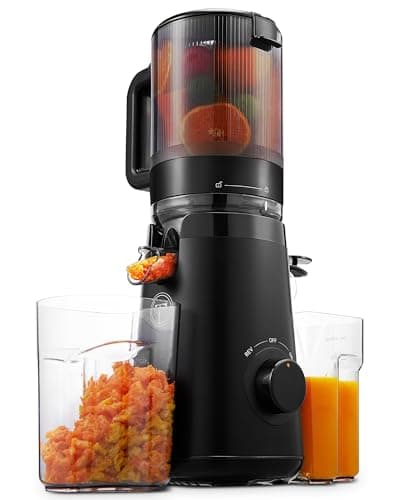 Juicer Machine, Cold Press Juicer with 5.8" Large Feed Chute, 300W Masticating Slow Juicer with High Juice Yield, Juice Maker for Fruits and Veggies, Easy to Clean, BPA-Free, Black