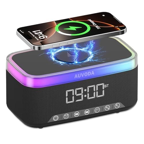 AUVODA S300 Bluetooth Speaker with Wireless Charging, Alarm & LED Lights