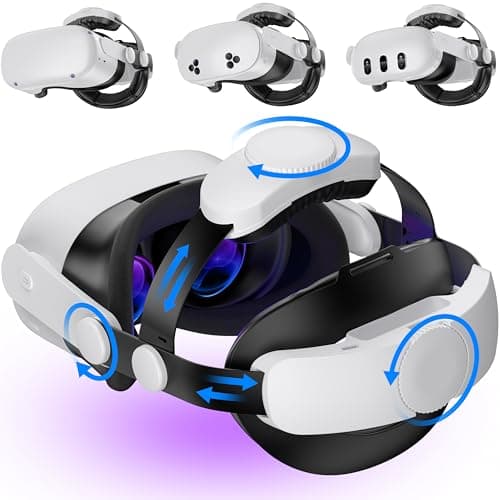 for Meta Quest 3S/Quest 2/Quest 3 Head Strap, Double Knobs Adjustable Elite Strap Replacement,VR Headset Strap with Two Large Support Pad Enhanced Support, Reduce Pressure