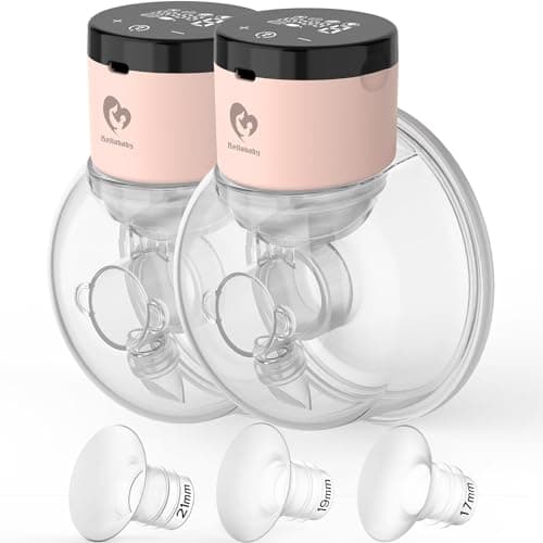 Bellababy Wearable Breast Pumps Hands Free, Comfortable & Effective, Low Noise and Pain Free, Touch Control Double Electric Breast Pumps Wireless Portable, 4 Modes 9 Levels, Pink 2 Packs