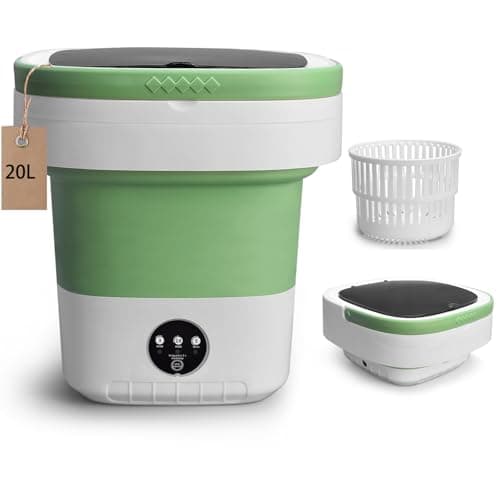 Portable Washing Machine, Mini 20L Foldable Washer and Dryer with 3 Modes Deep Cleaning, Upgraded Small Collapsible Laundry for Hotel, Apartment, Home and Travel - Green