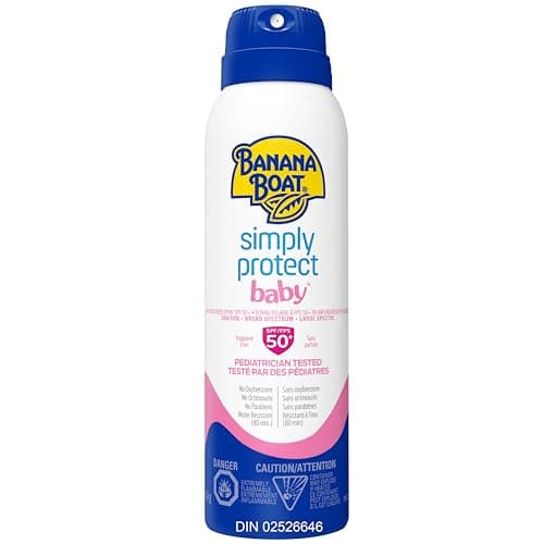 Banana Boat® Simply Protect™ Baby Sunscreen Spray SPF 50+ | Mineral Sunscreen |Gentle on Skin, Pediatrician tested| Fragrance Free, Water Resistant 141g