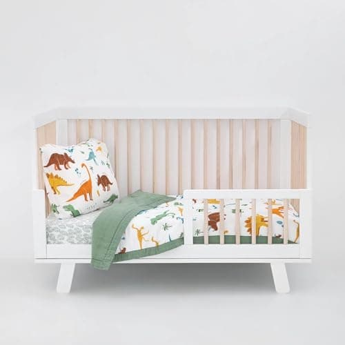 Little Unicorn Toddler Bedding 3-Piece Set | Super Soft & Breathable Muslin Fabric | for Convertible Cribs & Toddler Beds (Dino Names)