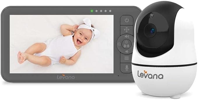 Levana Nala Video Baby Monitor, 5.5" 1080P Screen, Night Vision PTZ Camera, 22 Hour Battery Life, 5000mAH Battery, No WiFi, Two-Way Talk, 1000ft of Range Baby Cameras