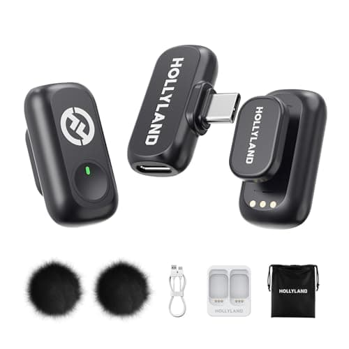 Hollyland Lark A1 Mini Duo - Wireless Microphone for iPhone 15/16/17 & Android, Mini Mic, Noise Cancellation, 200m Range for Video Recording, Vlogging (Black, 2TX + USB-C RX)