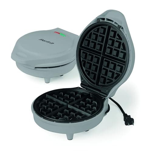 Starfrit Electric Waffle Maker - 7" Non-Stick Cooking Surface - Scratch Resistant - Easy to Use & Clean - Gray - 900W