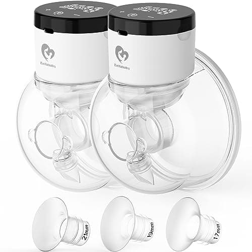 Bellababy Hands Free Breast Pumps, Low Noise Pain Free Touch Screen, 4 Modes 9 Levels Suction Double Electric Wearable Breast Pumps Portable, 2 Packs