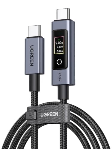 UGREEN Nexode 240W USB C to USB C Cable with TFT Smart Display, 6.6FT