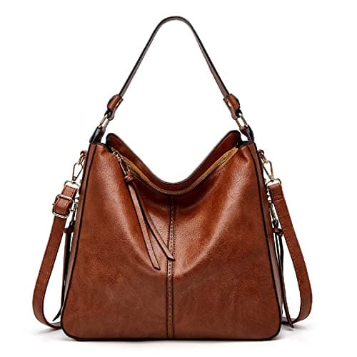 Hobo Crossbody Bags for Women Designer Faux Leather Hobo Handbags Retro Large Size Shoulder Bag Bucket Purse (Brown)