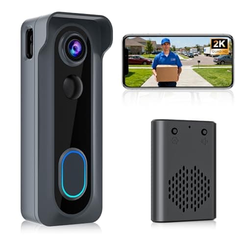 Doorbell Camera Wireless with Chime -2K HD Smart Video Doorbell AI Motion Detection, Two-Way Audio, Night Vision, Cloud Storage,Battery Powered - Works with Alexa & Google, 2.4G WiFi Only