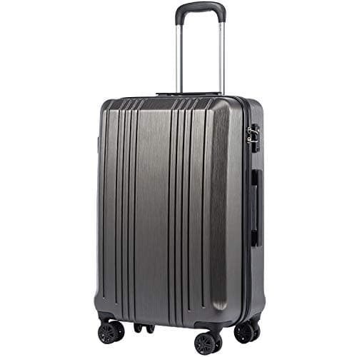 Coolife Luggage Suitcase PC+ABS with TSA Lock Spinner Carry on Hardshell Lightweight 20in 24in 28in (Grey, S(20in))