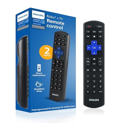Universal Remote Control by Philips, Roku Replacement Remote, Compatible with Samsung, Smart TVs, 2 Device, Black, SRP6320R/27