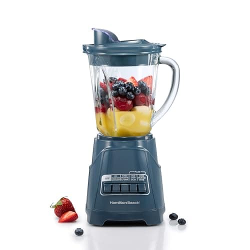 Hamilton Beach Power Elite™ Blender with 40 oz. Glass Jar, Pour Spout, 12 blending functions, wave action, Kitchen Makeover Blue, 58155J