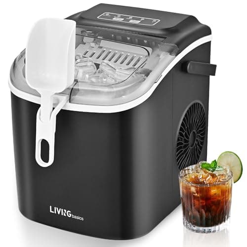 LIVINGbasics Countertop Ice Maker,Self-Cleaning,9 Cubes in 6-12 Mins