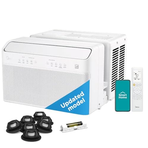 Midea 8,000 BTU U-Shaped Smart Inverter Window Air Conditioner–Cools up to 350 Sq. Ft, Ultra Quiet with Open Window Flexibility, Works with Alexa/Google Assistant, 35% Energy Savings, Remote (Updated)