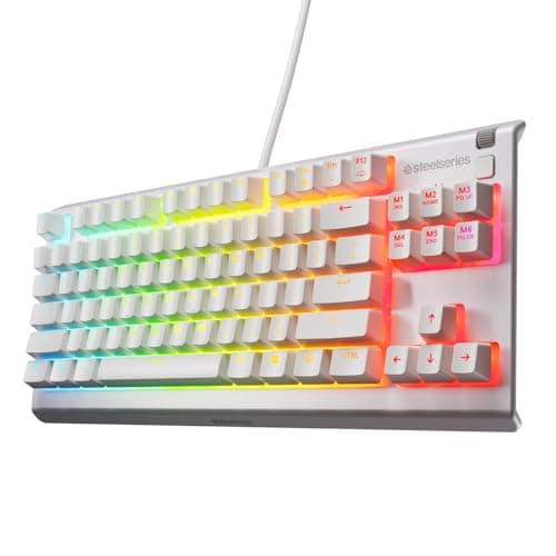 SteelSeries Apex 3 TKL White RGB Gaming Keyboard — Tenkeyless Compact Form Factor — 8-Zone RGB Illumination — Water and Dust Resistant — Whisper-Quiet Gaming Switch