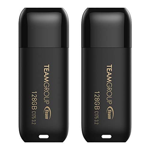 TEAMGROUP C175 128GB 2 Pack USB 3.2 Gen 1 (USB 3.1/3.0) Read 100MB/s Flash Thumb Drive, External Data Storage Memory Stick Compatible with Computer/Laptop Matte Black TC1753128GB22