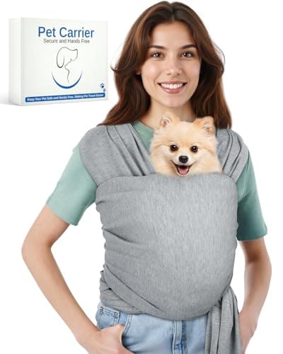 Snqqmtt Dog Sling Swaddle Carrier for Small Dog, Cat Front Carriers for Small Pet up to 20lbs, Puppy Pouch with Adjustable Straps, Hands Free Pet Sling, Anti Anxiety Puppy Carrier (Light Grey)